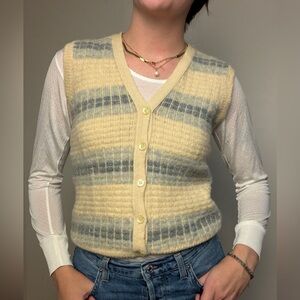 Vintage 100% wool eclectic grandpa cottagecore button front vest, cabincore sz S